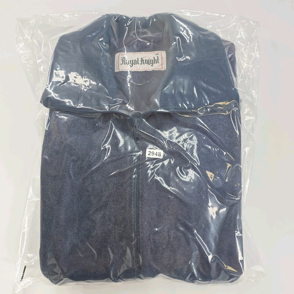 Vintage Royal Knight Leather Knit Jacket Mens Medium Blue Suede Zip - Picture 13 of 13